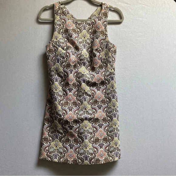 Zara paisley jacquard tapestry floral high neck mini dress Sz M - Picture 1 of 12